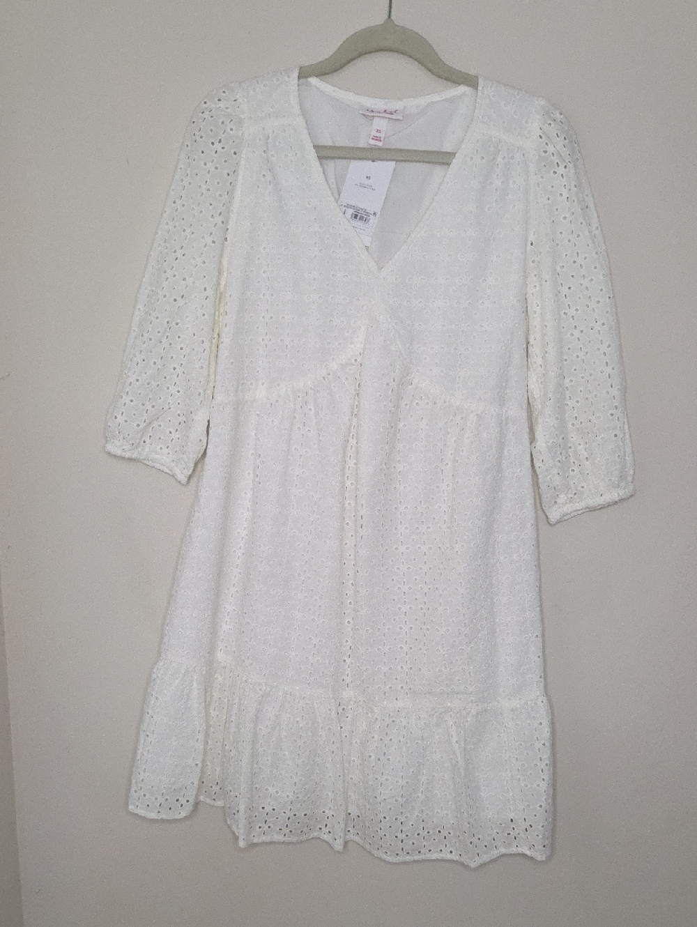White Eyelet V-Neck Dress